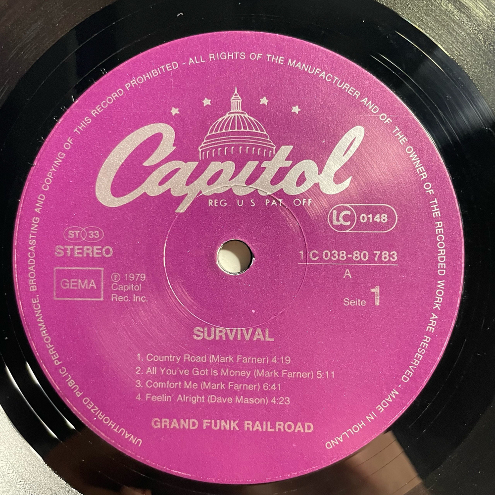 Винтажная виниловая пластинка LP Grand Funk Railroad Survival (Германия 1980)