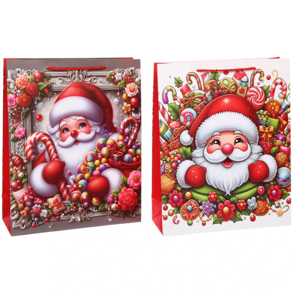 Пакет подарочный «Санта» 26*32*10 см, микс