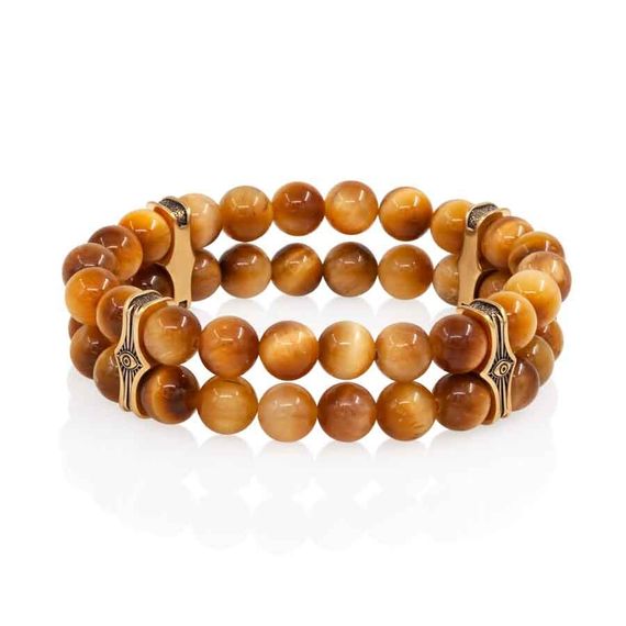 Браслет Всевидящее Око из Бронзы Двойной с тигровым глазом 8 мм, вид 2