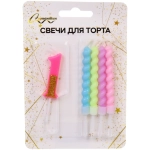 Свеча для торта Цифра Праздник «1» 11 см, 4 свечи