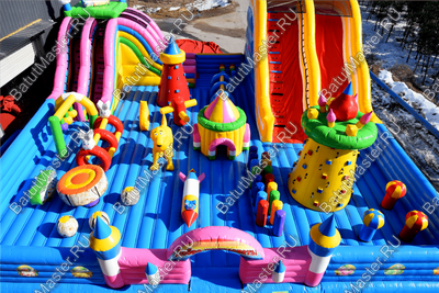 Большая площадка с высокой горкой "Дино-городок", 15*15*6 м