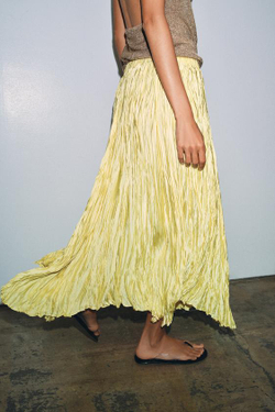 ZARA ДЛИННАЯ ПЛИССИРОВАННАЯ ЮБКА — ZW COLLECTION, ЖЕЛТЫЙ