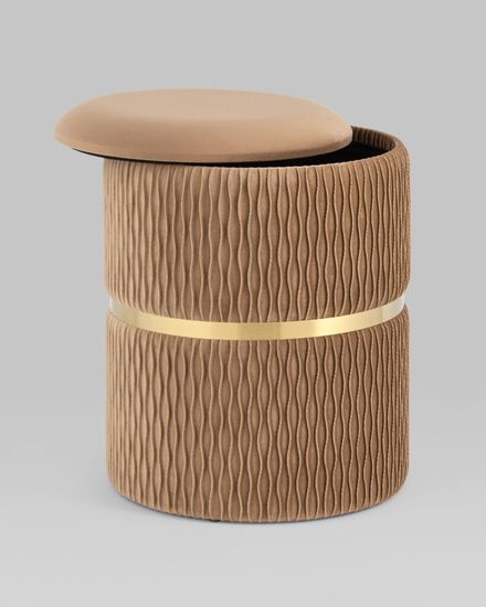 Пуф Джесси с ящиком велюр бежевый