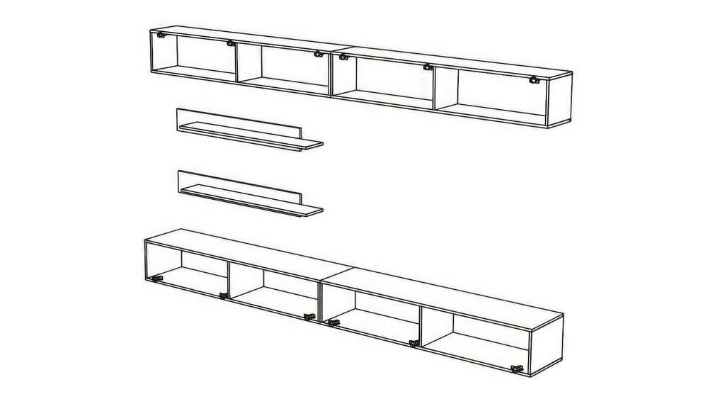 Гостиная 1 Белый Фасадный 0101 320*40*180 см, Белый   Фиеста