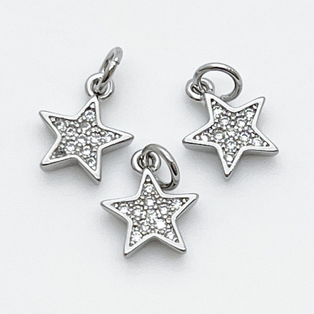 Подвеска Звезда, цвет серебро, фианиты, размер 11*10 мм, цена за 1 шт