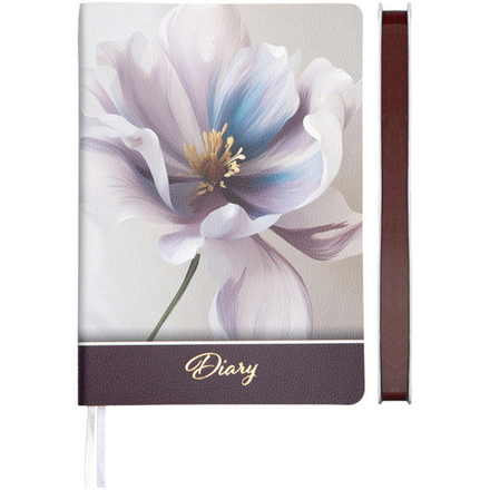 Ежедневник недат. А5 deVENTE Greta" 272стр., бежево-брусничный с цветком, мяг..обл.,кожзам., ляссе