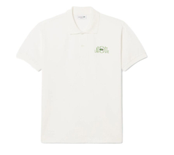 Мужское теннисное поло Lacoste Classic Fit Graphic Branding - flour