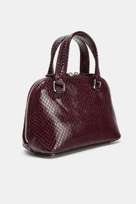ZARA МИНИ-СУМКА С ТИСНЕНИЕМ, БОРДОВО-КРАСНЫЙ