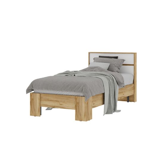 ХЕЛЕН КР 01 Кровать с орт 0.9х2.0ФАСАД БЕЛЫЙ/КОРПУС ДУБ КРАФТ ЗОЛОТО