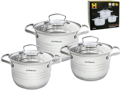 Набор кастрюль 3 предмета (2,1л, 3,1л, 4,1л) нерж, индукция, НМ 5106