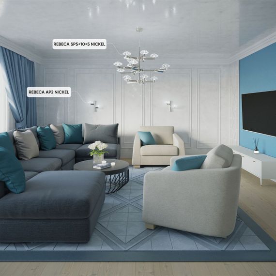 Подвесная люстра Crystal Lux Rebeca SP5+10+5 Nickel