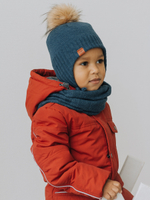 Шапка зимняя вязаная (Синий меланж) БУБА