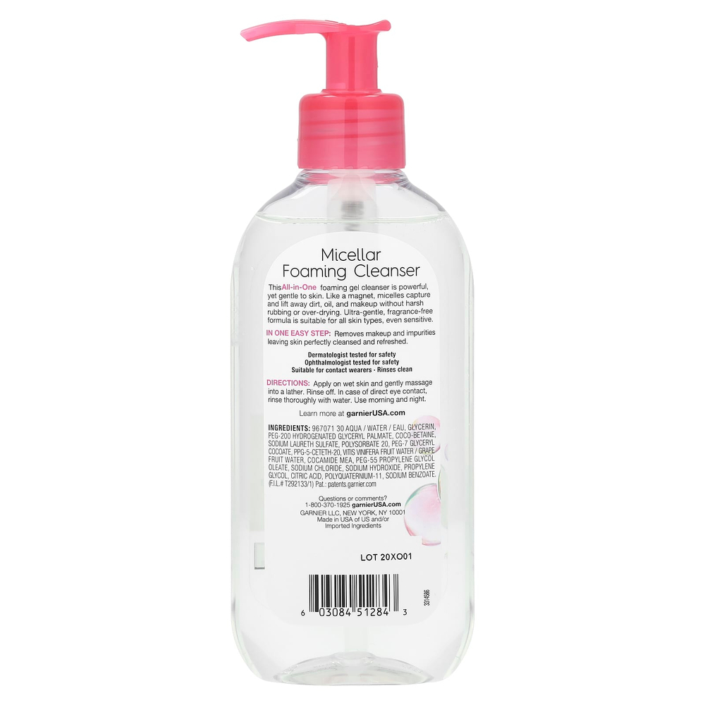 Garnier, SkinActive, мицеллярная пенка для умывания, универсальное смываемое средство, 200 мл (6,7 жидк. унц.)