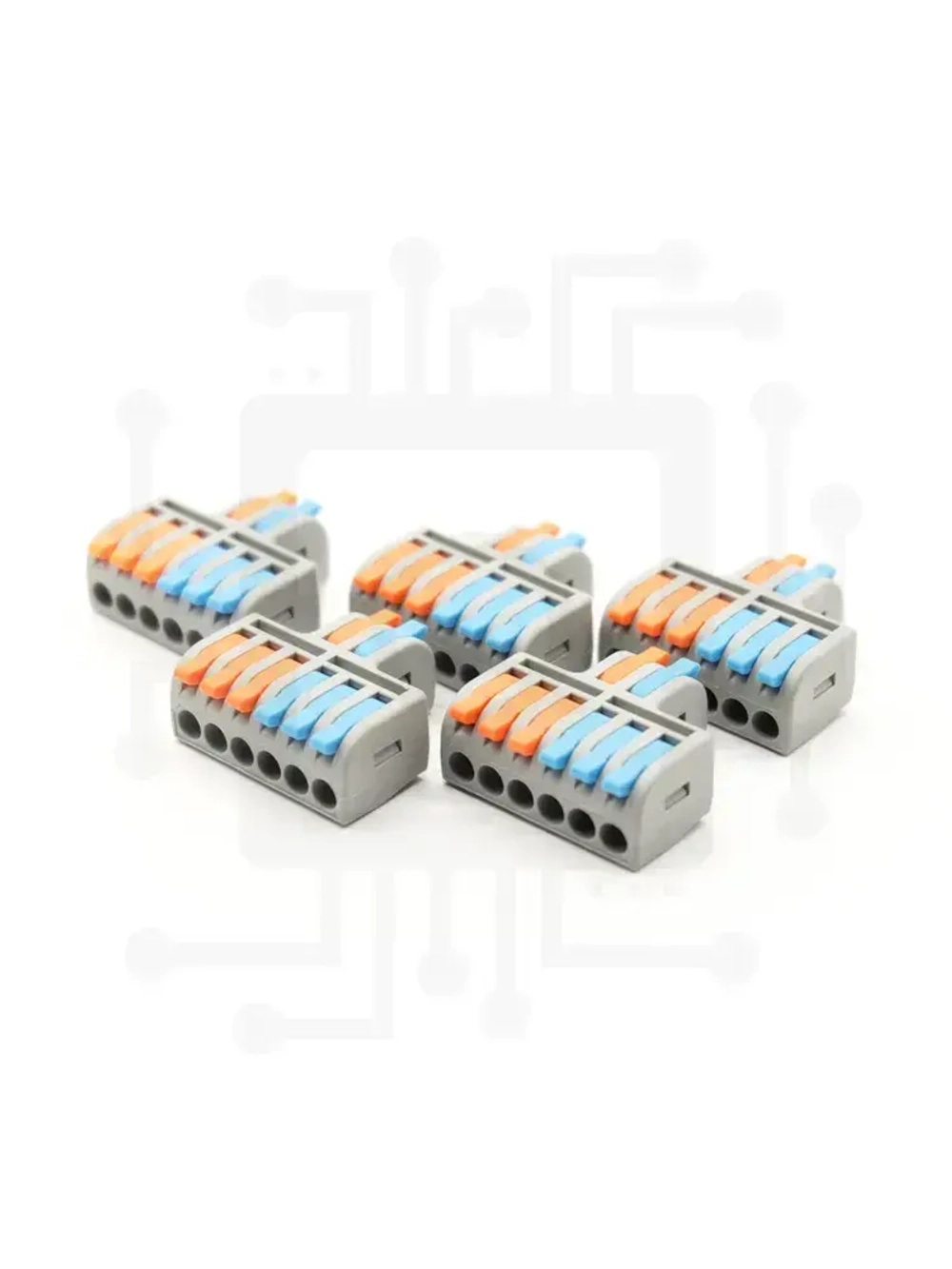 Клеммы для проводов, 2 на 6 контактов, 0.08-2.5(4.0)мм, 32А (5 шт.)