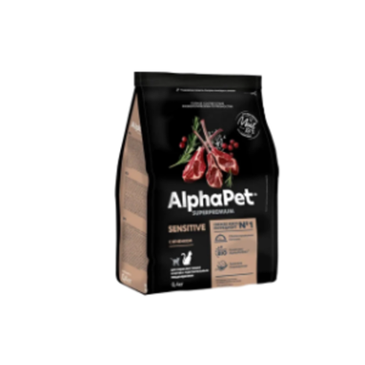 Сухой полнорационный корм для кошек с чувствительным пищеварениемAlphaPet Superpremium (АльфаПет) 0,4кг с ягненком