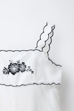 ZARA ДЛИННЫЙ КОМБИНЕЗОН С ВЫШИВКОЙ, ЭКРЮ/ЧЕРНЫЙ