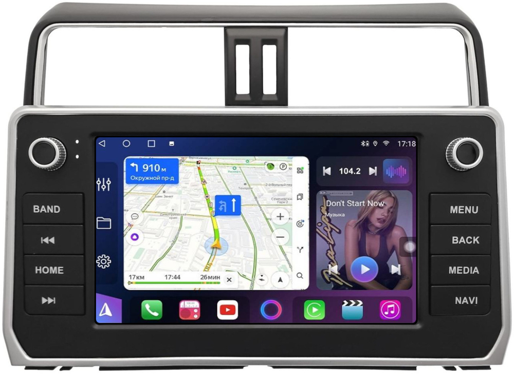 Магнитола Toyota Land Cruiser Prado 150 2017-2023 (рамка с кнопками и крутилками) - FarCar GX9-7102F2 монитор 9.5" 2K QLED на Android 14, TS20, 6+128Гб, CarPlay, 4G SIM-слот