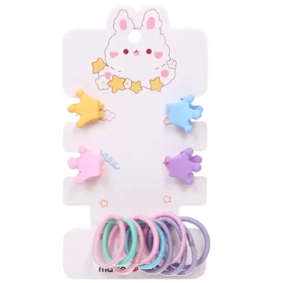 Аксессуары для волос детские «СЛАДКИЕ ЛЕДЕНЦЫ», Корона (12 резинок и 4 крабика)