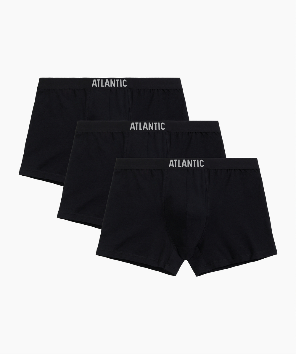 Мужские трусы шорты Atlantic, набор из 3 шт., хлопок, черные, 3MH-011