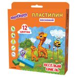 Пластилин восковой ЮНЛАНДИЯ "ВЕСЁЛЫЙ ШМЕЛЬ", 12 цветов, 180 г, СО СТЕКОМ, европодвес, 104820