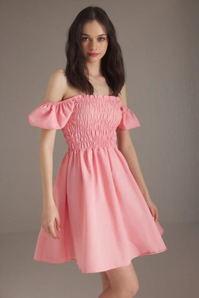 Розовое однотонное короткое / мини-платье из гипса TWOSS25EL00670