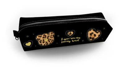 Пенал 210х45х45мм на молнии мягкий -Стильный мишка- в индив.упак