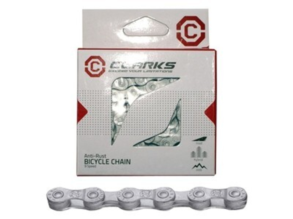 Цепь CL9RB 1/2"x11/128" 116зв. антиржав. хромир. покрыт. с замком в коробке 9скор. CLARKS