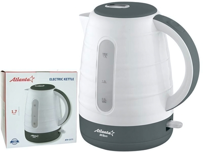 Чайник электрический 1,7л Atlanta ATH-2375, дисковый, пластик, 1850-2200Вт