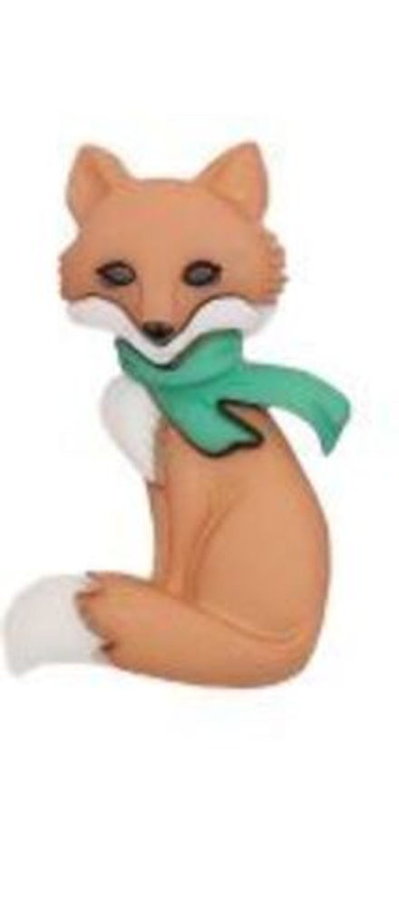 9500 Пуговицы "Лисичка в зеленом шарфе", пластик, размер 26x15 мм