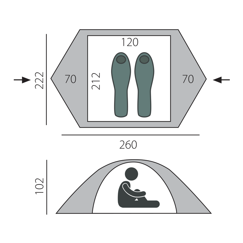 Палатка BTrace туристическая Micro 2 (222х260х102)