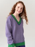 Джемпер для девочки AT954 сиренево-зеленый