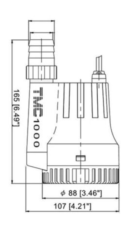Помпа осушительная, 12 В, 1000GPH (3785 л/ч)