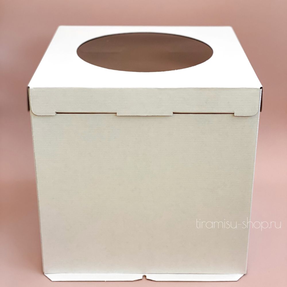 Коробка для торта с окном 36х36х36 см, белая