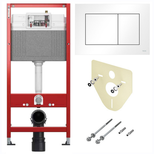 ТЕСЕ Инсталляция для подвесного унитаза. Комплект 4 в 1 TECEbase 2.0 (1120 мм) с белой панелью смыва TECEnow