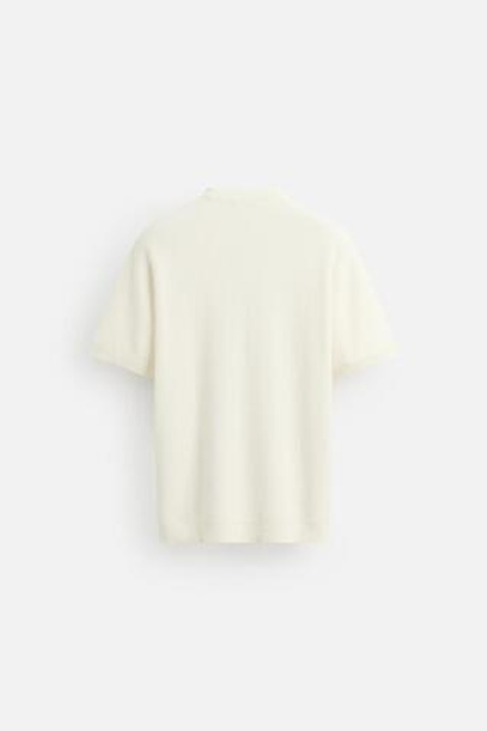 ZARA ФУТБОЛКА ИЗ ТРИКОТАЖА, ЭКРЮ