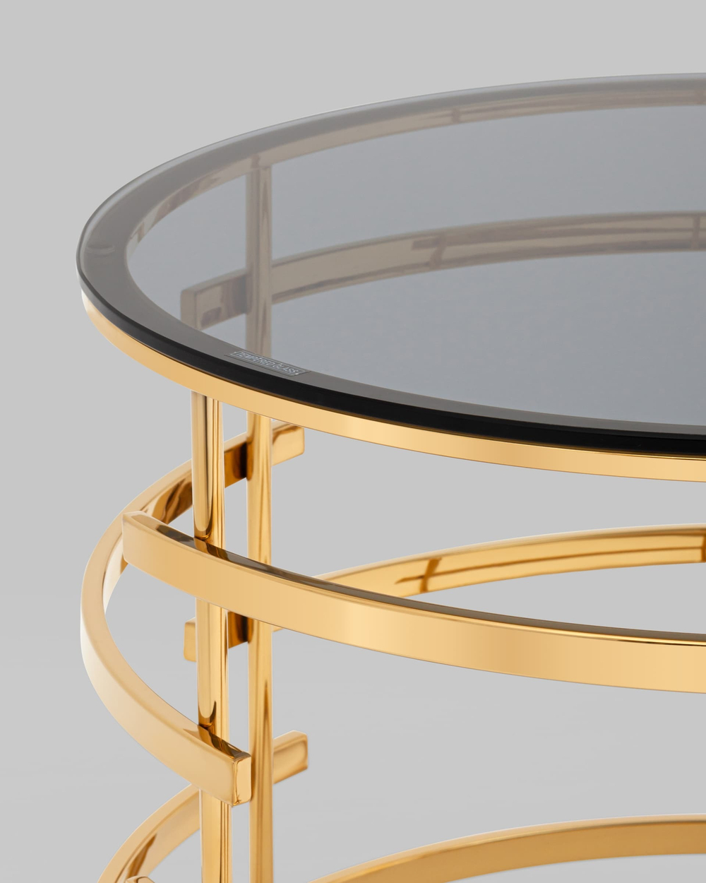 Журнальный столик Инфлюэнс 60*60 стекло smoke сталь золото