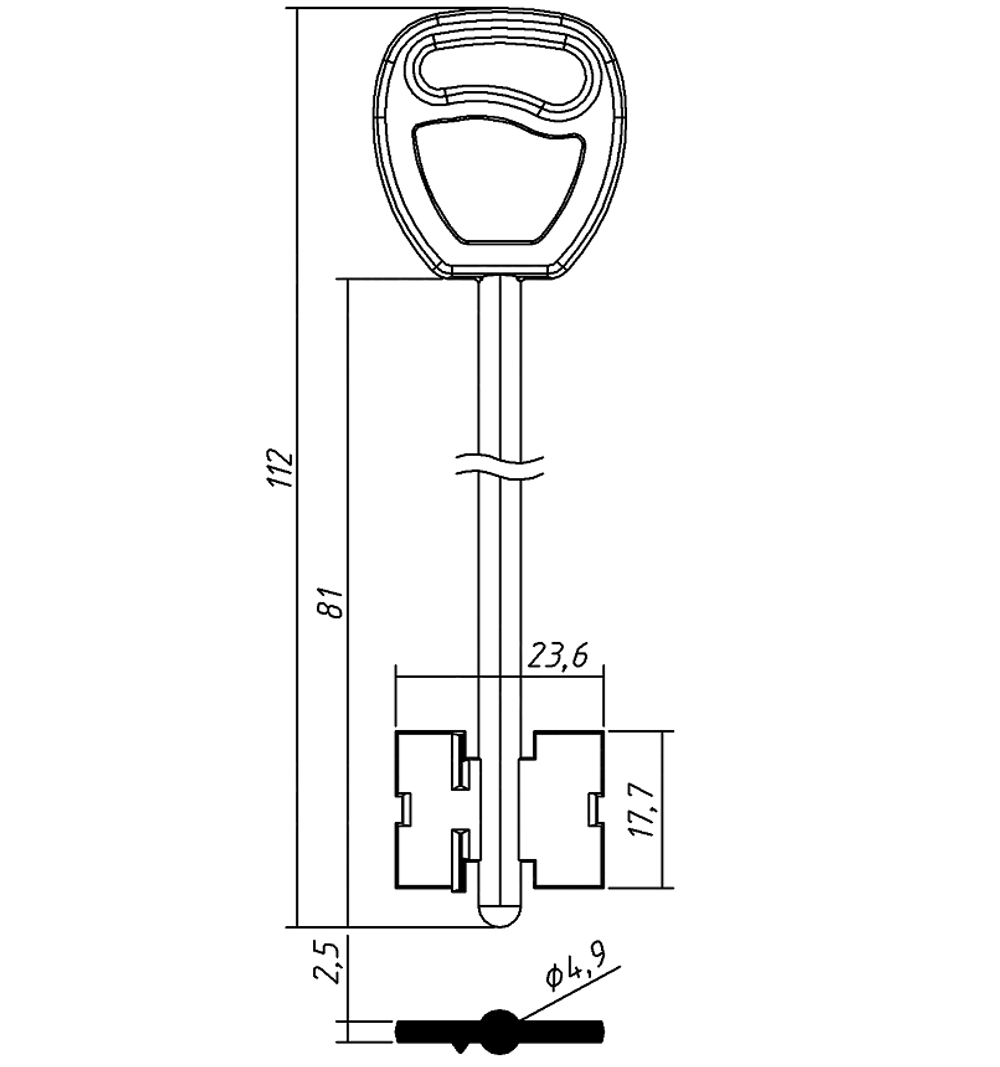 Заготовка сувальдного ключа 12633 GRD9DP