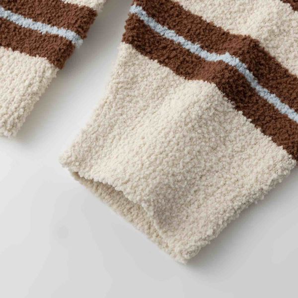 Свитер Soft Strips белый/кофейный - фото 7