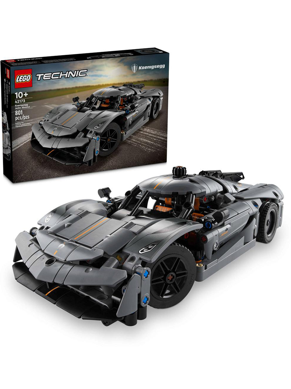 LEGO Technic 42173 Koenigsegg Jesko Absolut — серый гиперкар