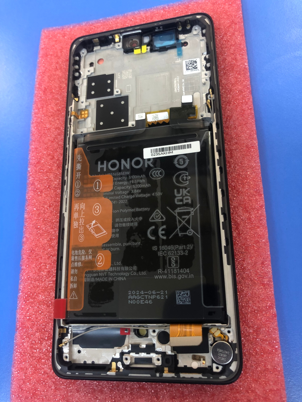 Дисплей в сборе с тачскрином, рамкой и аккумулятором, Черный, для Honor 200 Pro, Оригинал
