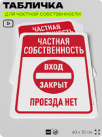 Табличка для частной территории "Частная собственность, вход закрыт", на дом, для участка, организаций, предупреждающая, 40х30 см, Silver Plane x Айдентика Технолоджи