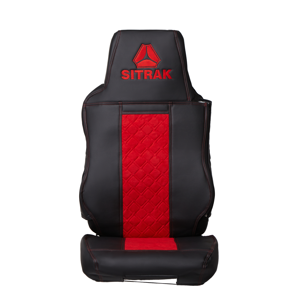 Чехлы SITRAK C7H (экокожа, черный, красная вставка)