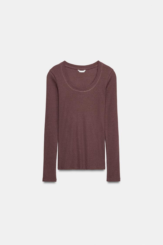 ZARA ФУТБОЛКА В РУБЧИК С ДЛИННЫМИ РУКАВАМИ, ЦВЕТ РОЗОВОГО МЕЛА