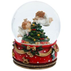 GAEM Фигурка декор в стекл шаре "Ангелочки" (муз с ключ), D15 см, L15 W15 H20,5 см