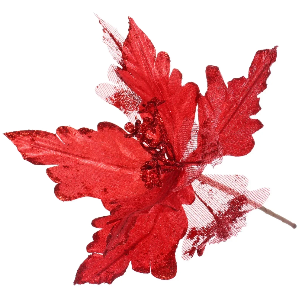 Украшение новогоднее «Пуансеттия - Ночь» 25 см, Красный