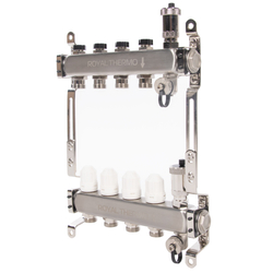 Коллектор Royal Thermo нерж. в сборе универсальный 1" ВР-3/4" НР с автомат. воздухоотвод-ми 4 вых.