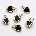 Подвеска Сердце, цвет золото+черный, размер 8*6,5 мм, цена за 1 шт