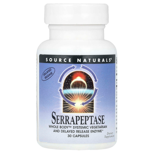 Source Naturals, Серрапептаза, 30 капсул (60 000 SPU в 1 капсуле)