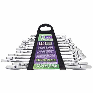 Набор ключей комбинированных и рожковых,12пр.(6х7,8х9,10,11,12,13,14,17,19,22,24х27,30х32мм),в пластиковом держателе POMAGIER POM-5198
