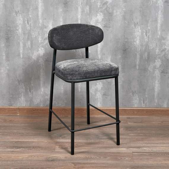 Полубарный стул Arvo 65 см, серый шенилл с черными ножками